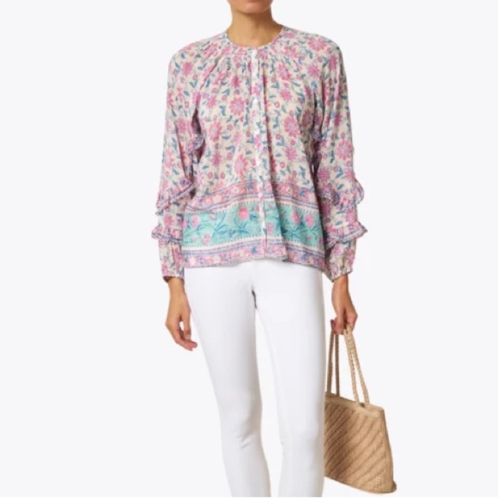 Tuckernuck Bell by Alicia Bell Callie Silk Blend Ruffle Long Sleeve Top. 23